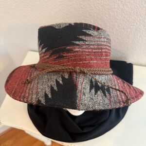San Diego Hat Company Red and Black Patterned Women's Sun Hat with Braided Band